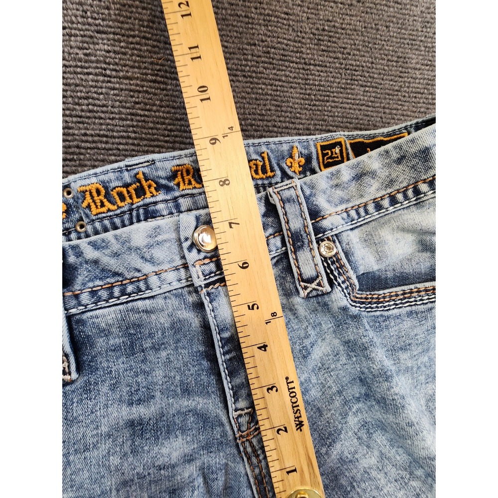 Rock Revival Luz Bootcut Jeans Women 29 Blue Acid Wash Embellished Y2K - Picture 12 of 13